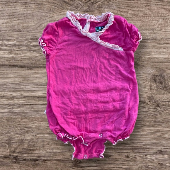 KicKee Pants Bamboo Pink Ruffel Bubble 3-6 Months - Picture 1 of 3